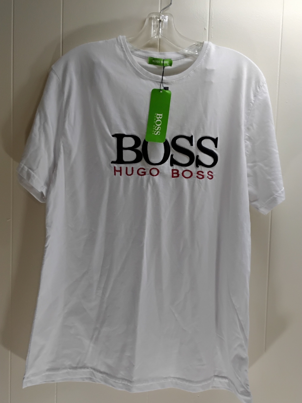 Hugo Boss White Tee with Black and Red Chest Logo